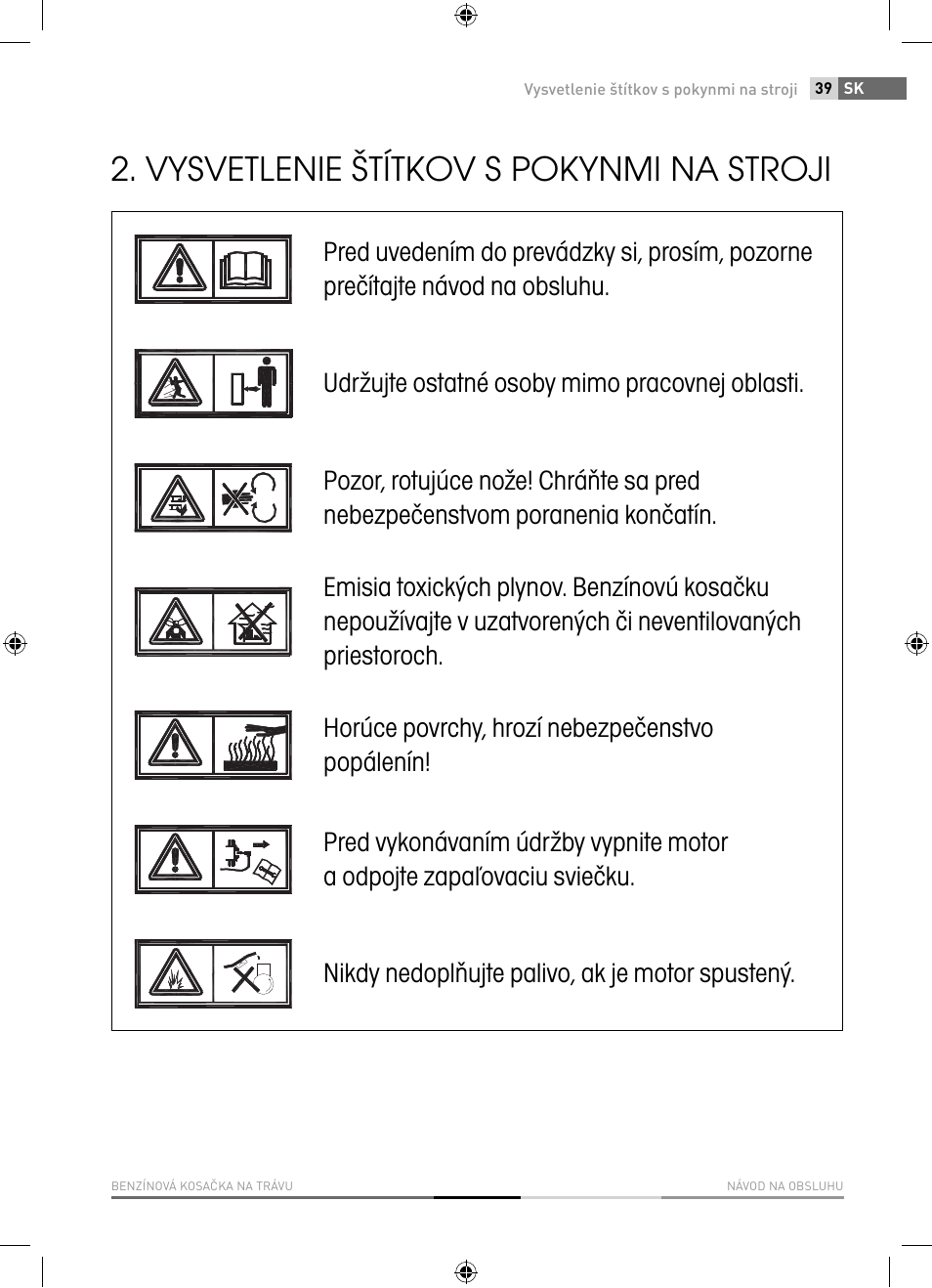 Vysvetlenie štítkov s pokynmi na stroji | Fieldmann FZR 4010-B User Manual | Page 39 / 88