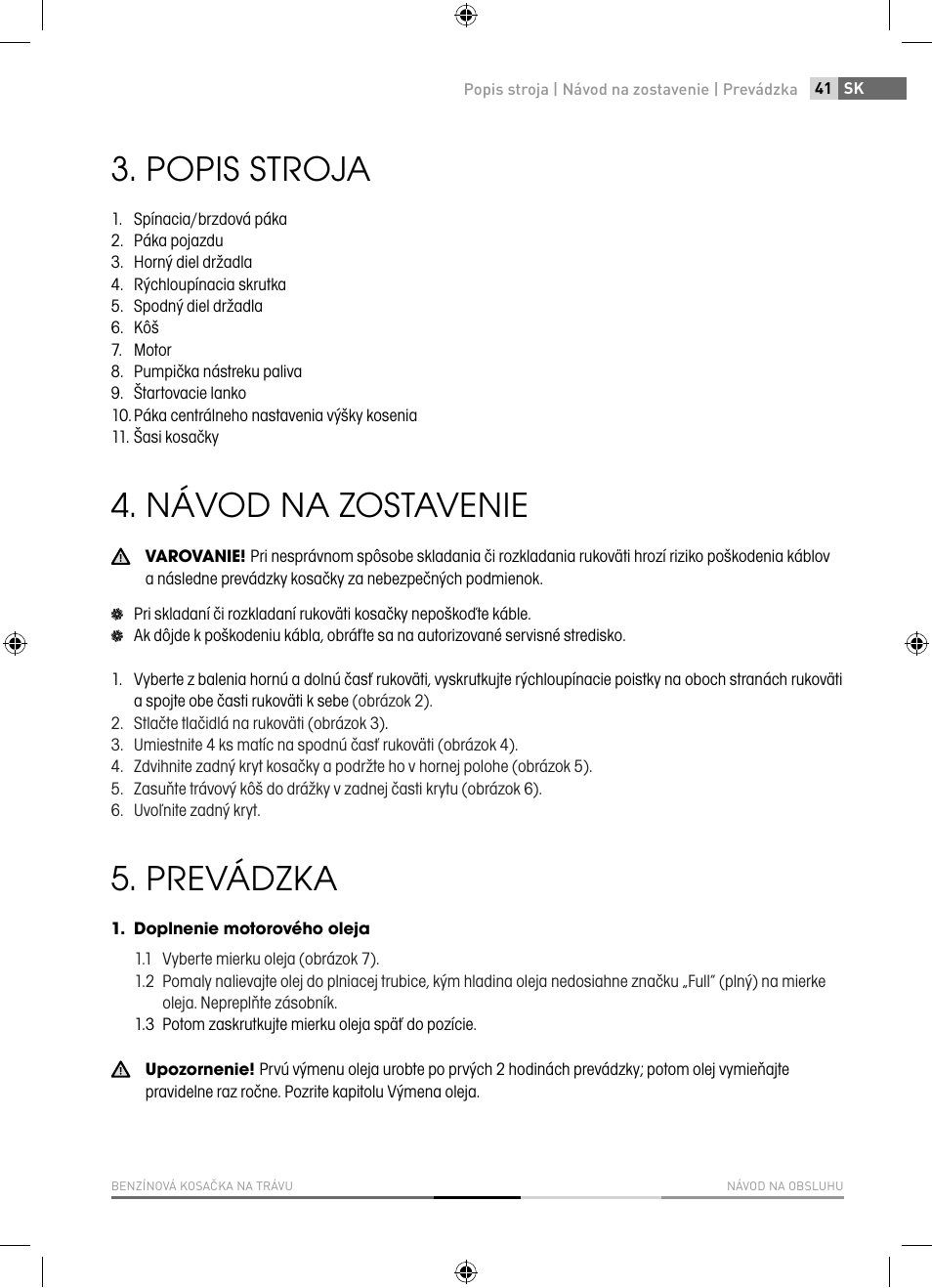 Popis stroja, Návod na zostavenie, Prevádzka | Fieldmann FZR 4010-B User Manual | Page 41 / 88