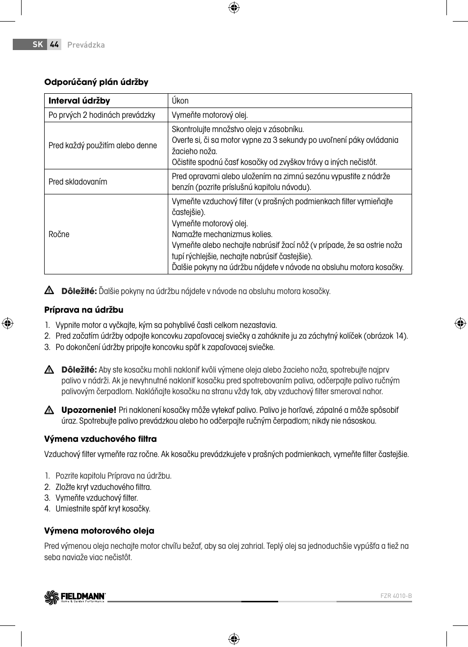 Fieldmann FZR 4010-B User Manual | Page 44 / 88