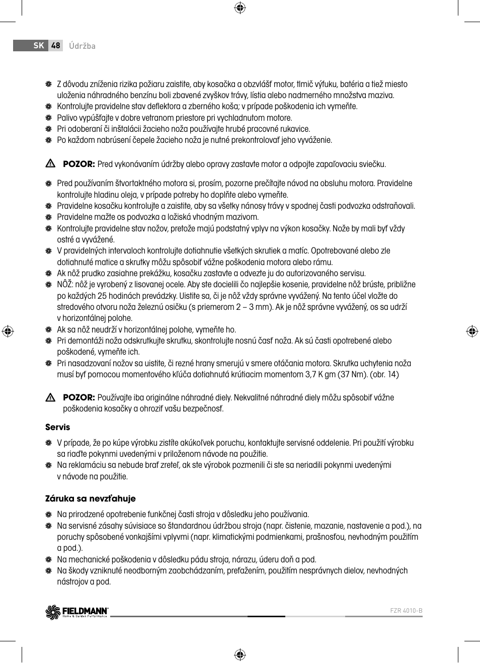 Fieldmann FZR 4010-B User Manual | Page 48 / 88
