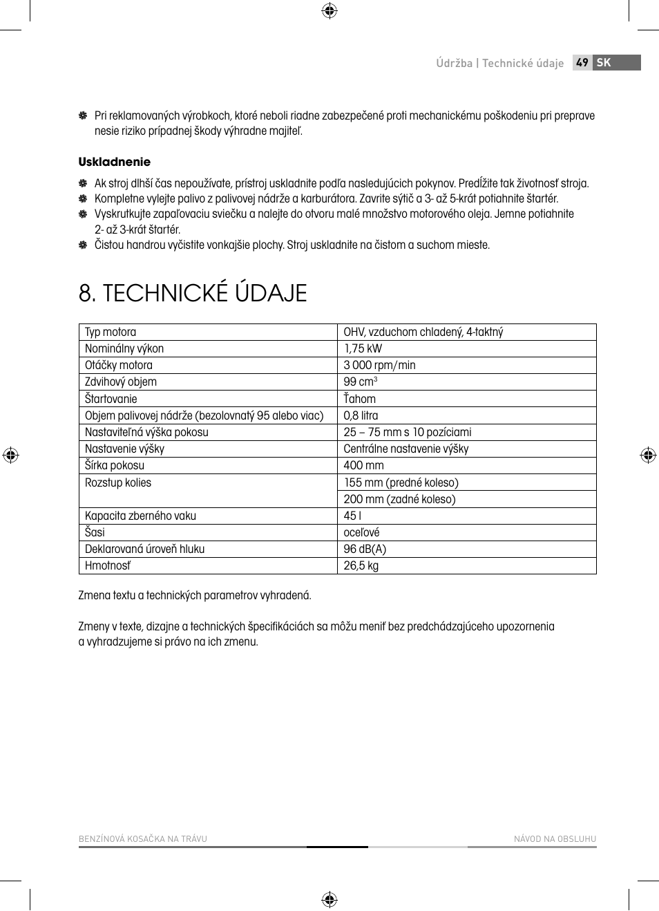 Technické údaje | Fieldmann FZR 4010-B User Manual | Page 49 / 88