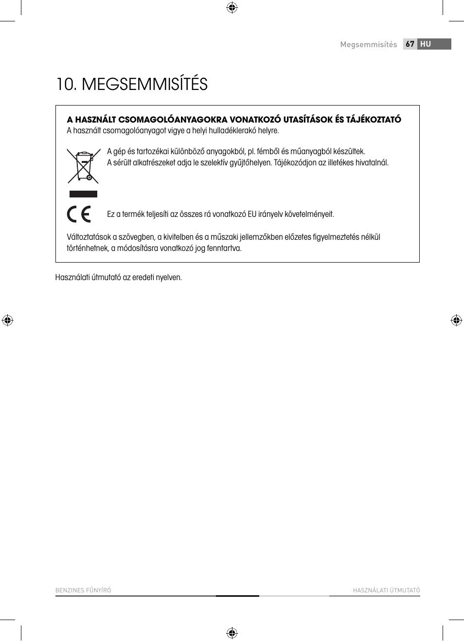 Megsemmisítés | Fieldmann FZR 4010-B User Manual | Page 67 / 88