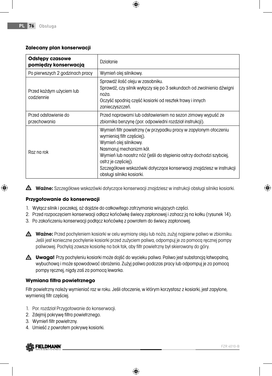 Fieldmann FZR 4010-B User Manual | Page 76 / 88