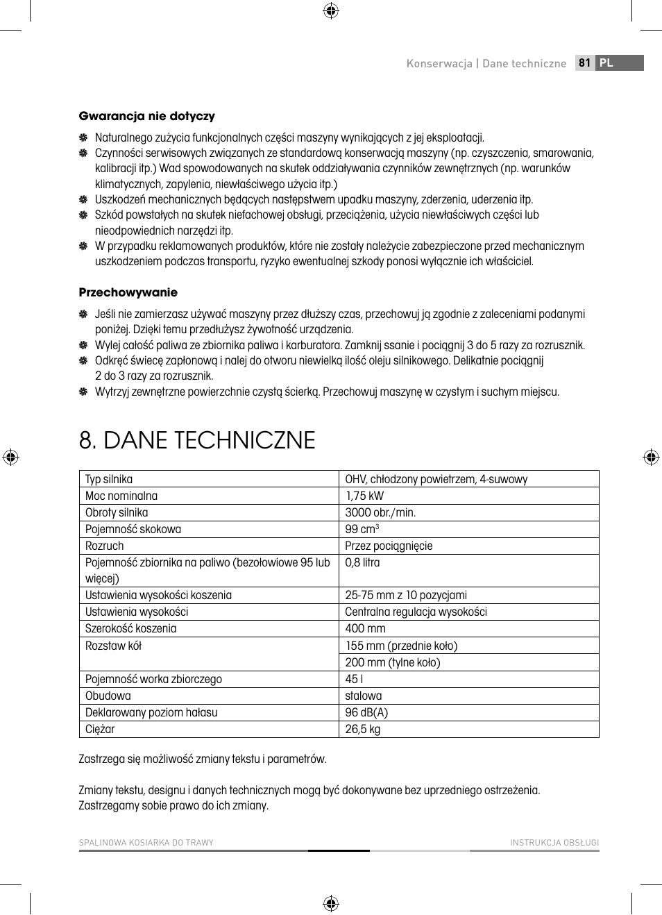 Dane techniczne | Fieldmann FZR 4010-B User Manual | Page 81 / 88