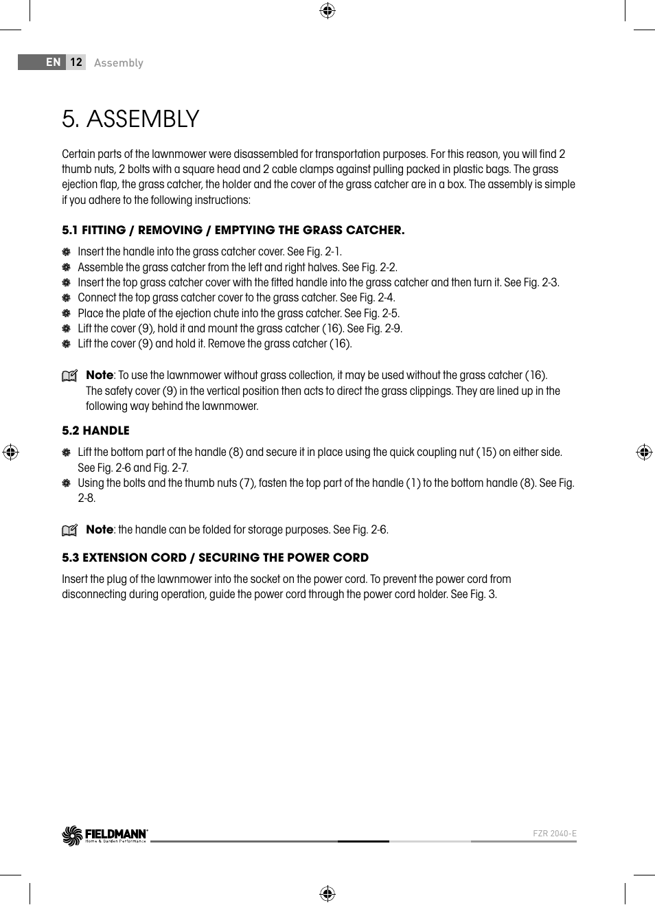 Assembly | Fieldmann FZR 2040-E User Manual | Page 12 / 76