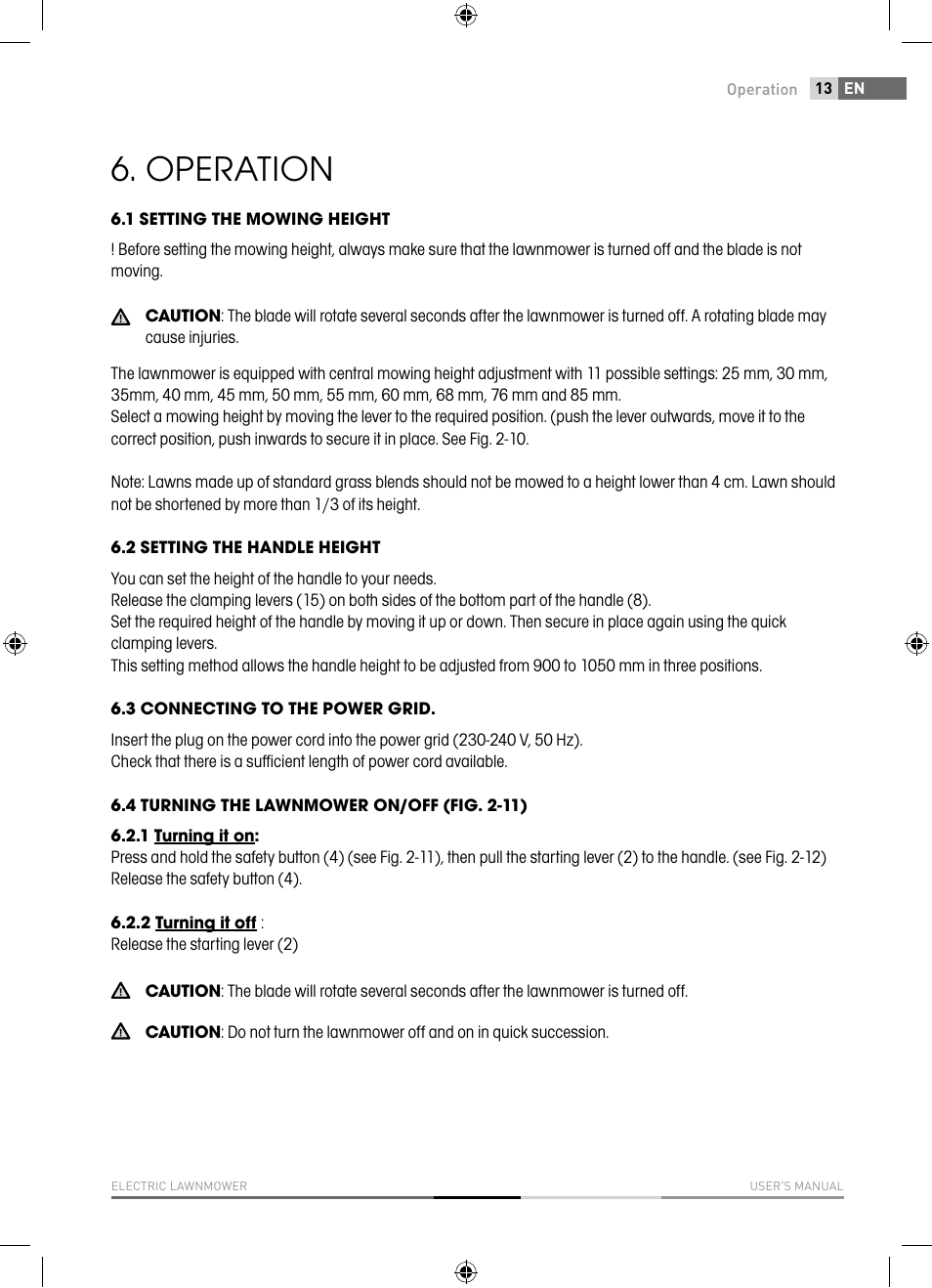 Operation | Fieldmann FZR 2040-E User Manual | Page 13 / 76