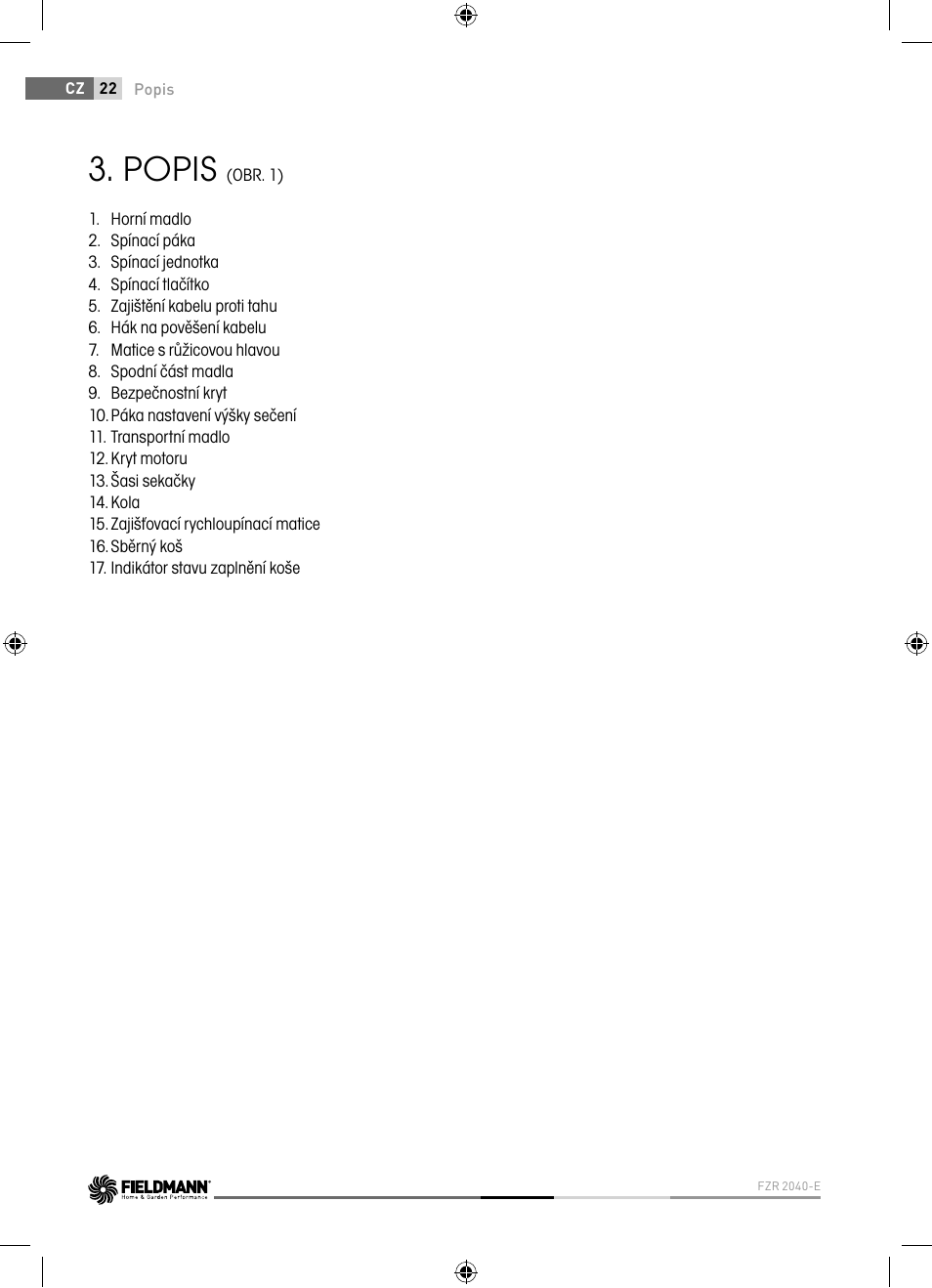 Popis | Fieldmann FZR 2040-E User Manual | Page 22 / 76