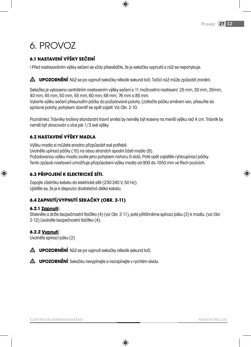 Provoz | Fieldmann FZR 2040-E User Manual | Page 27 / 76