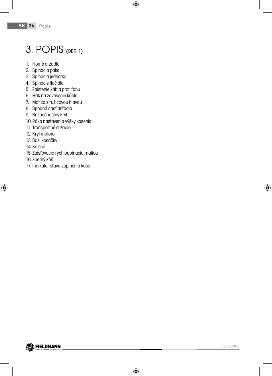 Popis | Fieldmann FZR 2040-E User Manual | Page 36 / 76