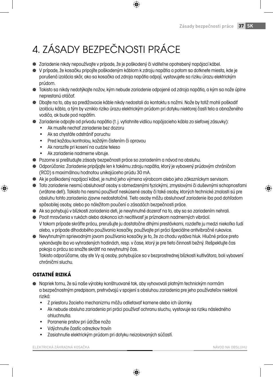 Zásady bezpečnosti práce | Fieldmann FZR 2040-E User Manual | Page 37 / 76