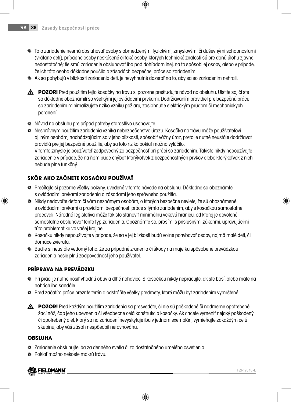 Fieldmann FZR 2040-E User Manual | Page 38 / 76