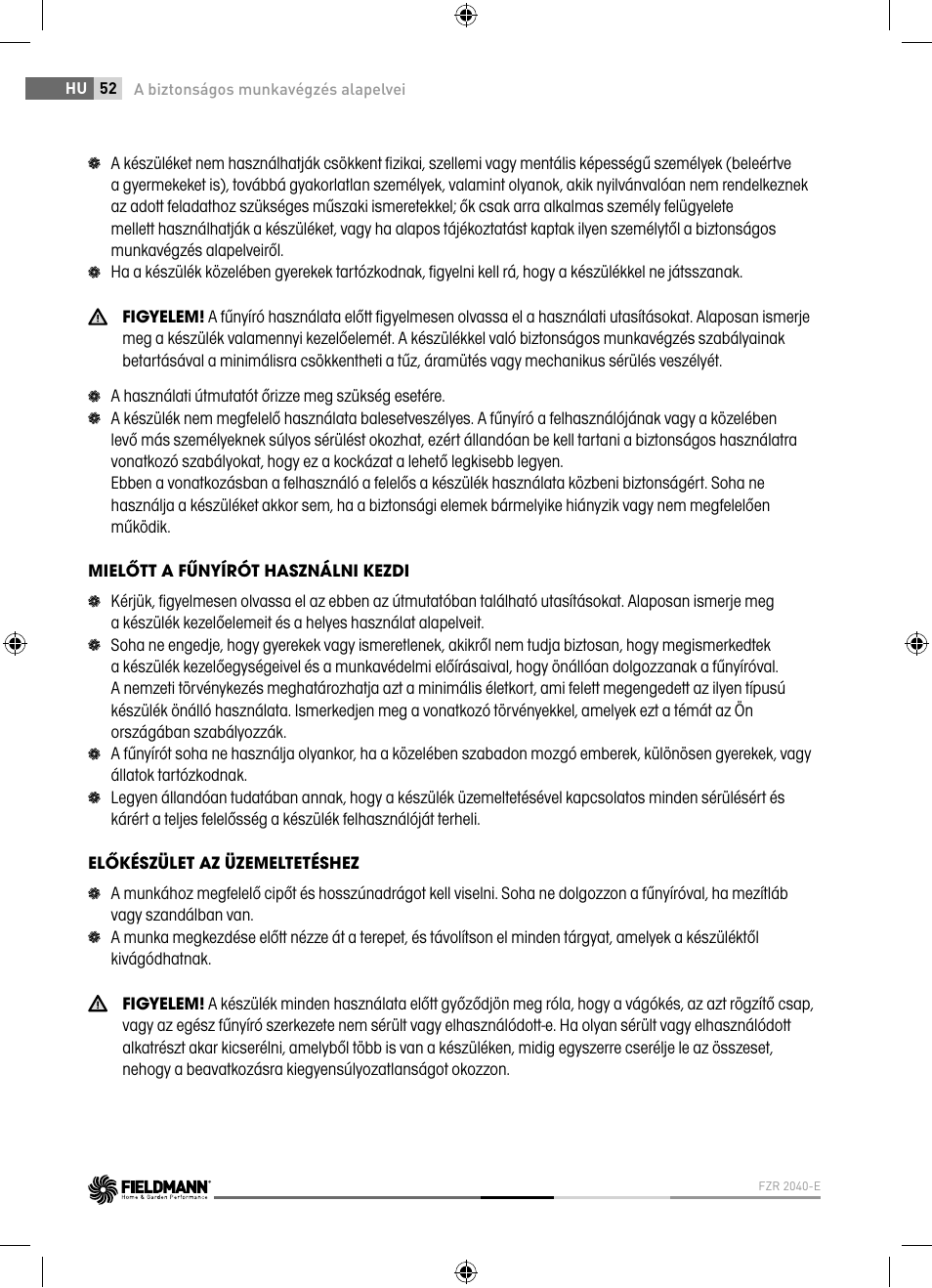 Fieldmann FZR 2040-E User Manual | Page 52 / 76