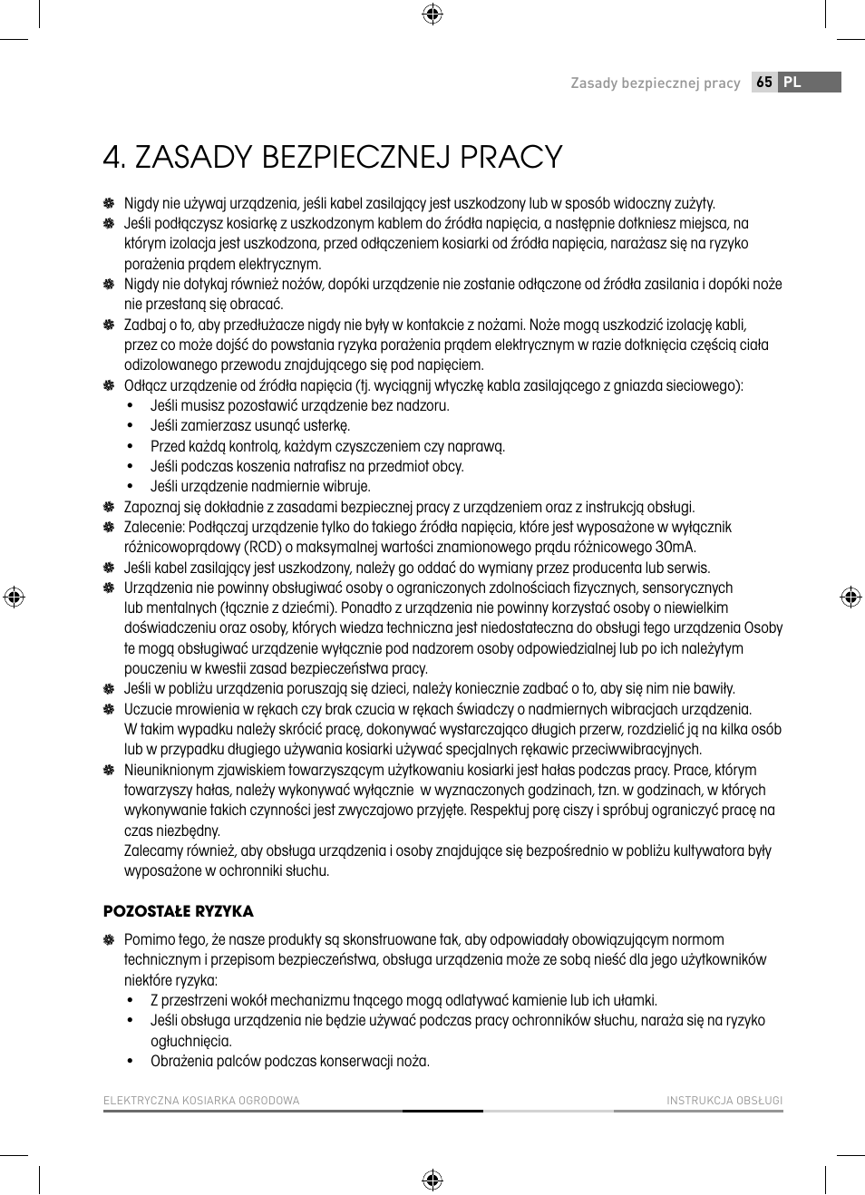 Zasady bezpiecznej pracy | Fieldmann FZR 2040-E User Manual | Page 65 / 76