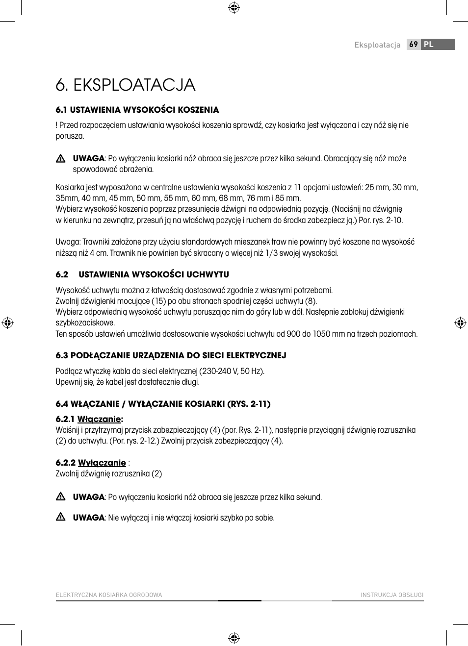 Eksploatacja | Fieldmann FZR 2040-E User Manual | Page 69 / 76