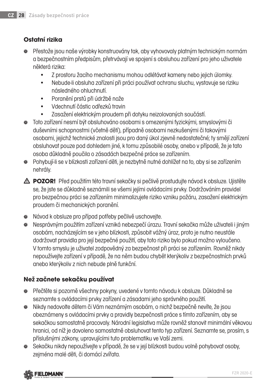 Fieldmann FZR 2020-E User Manual | Page 28 / 116