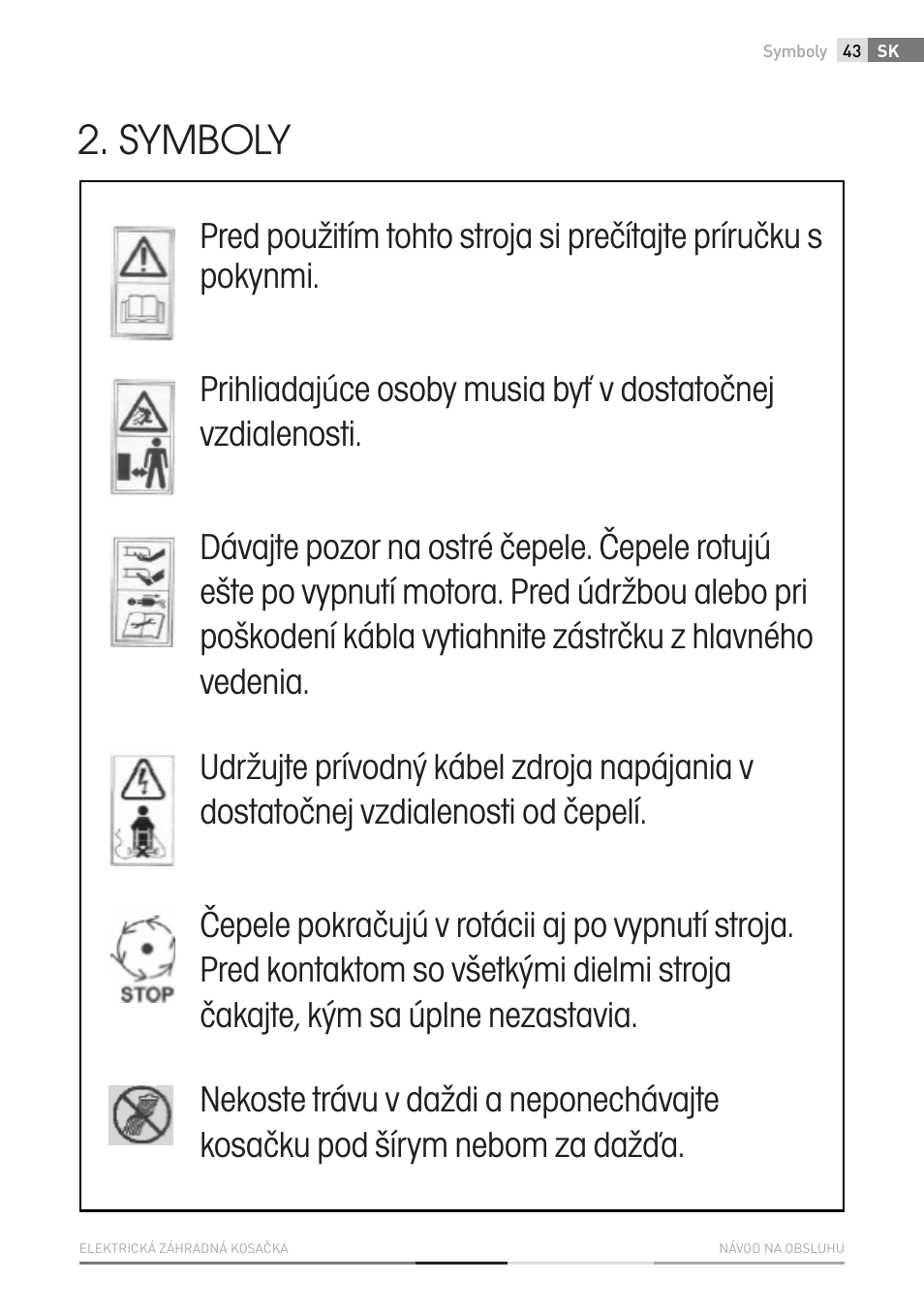 Symboly | Fieldmann FZR 2020-E User Manual | Page 43 / 116