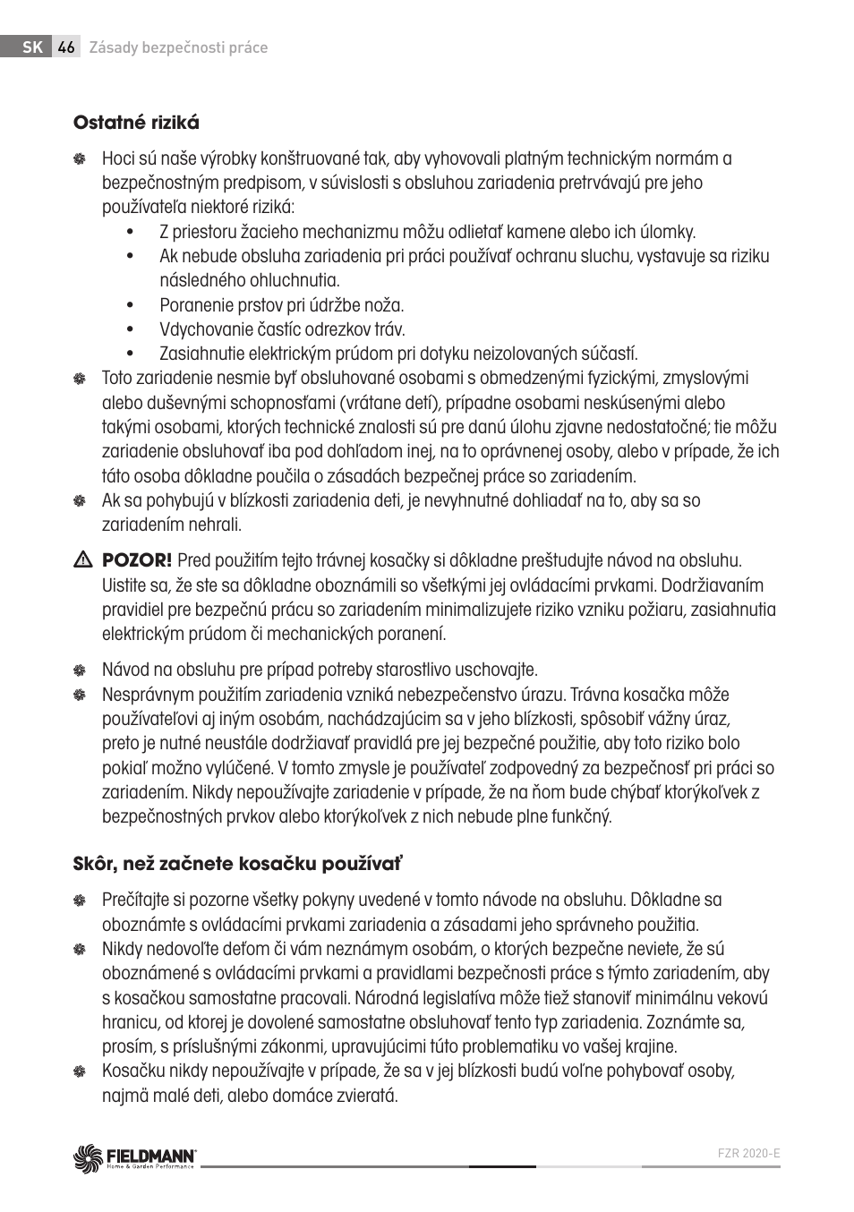 Fieldmann FZR 2020-E User Manual | Page 46 / 116