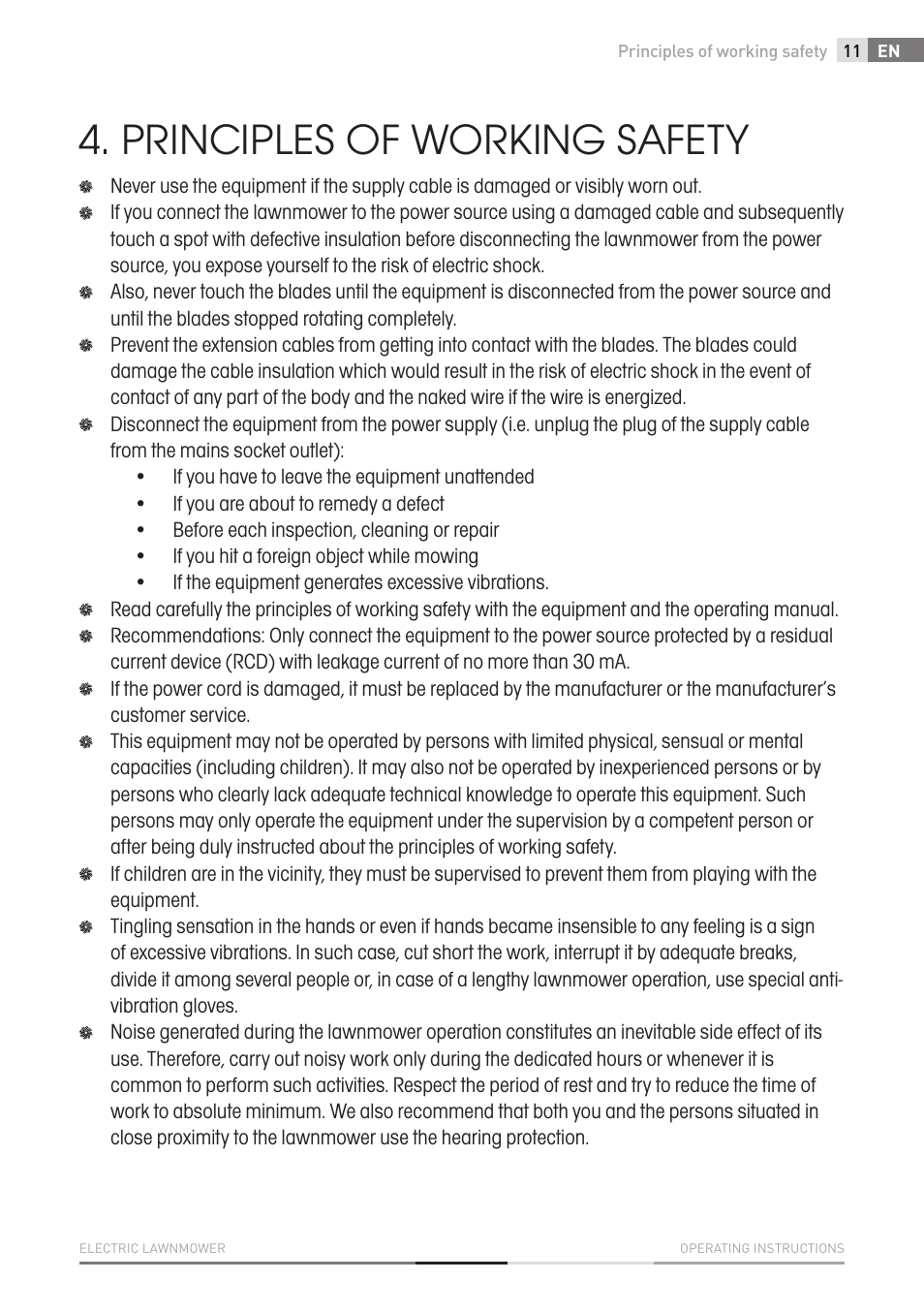 Principles of working safety | Fieldmann FZR 2010-E User Manual | Page 11 / 116