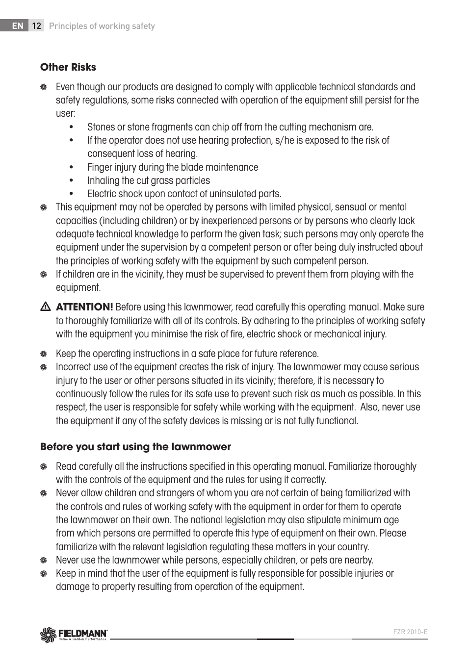 Fieldmann FZR 2010-E User Manual | Page 12 / 116