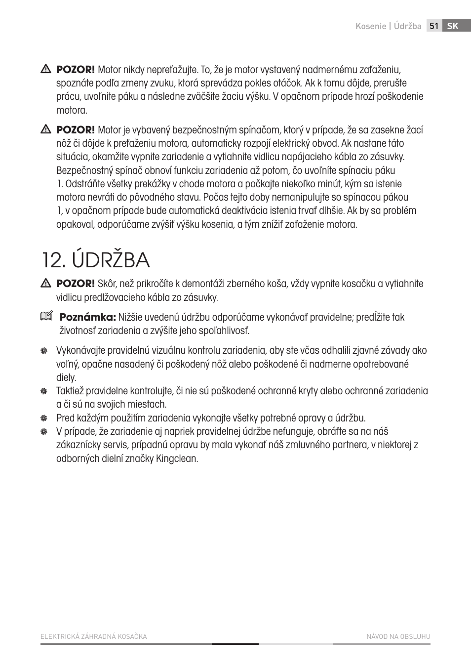 Údržba | Fieldmann FZR 2010-E User Manual | Page 51 / 116