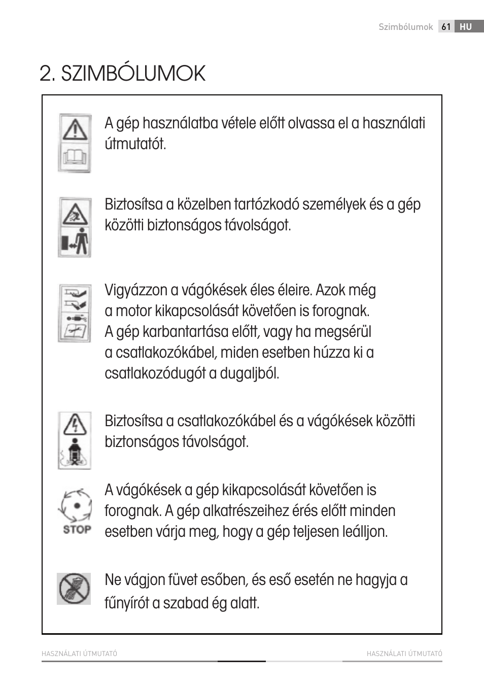 Szimbólumok | Fieldmann FZR 2010-E User Manual | Page 61 / 116