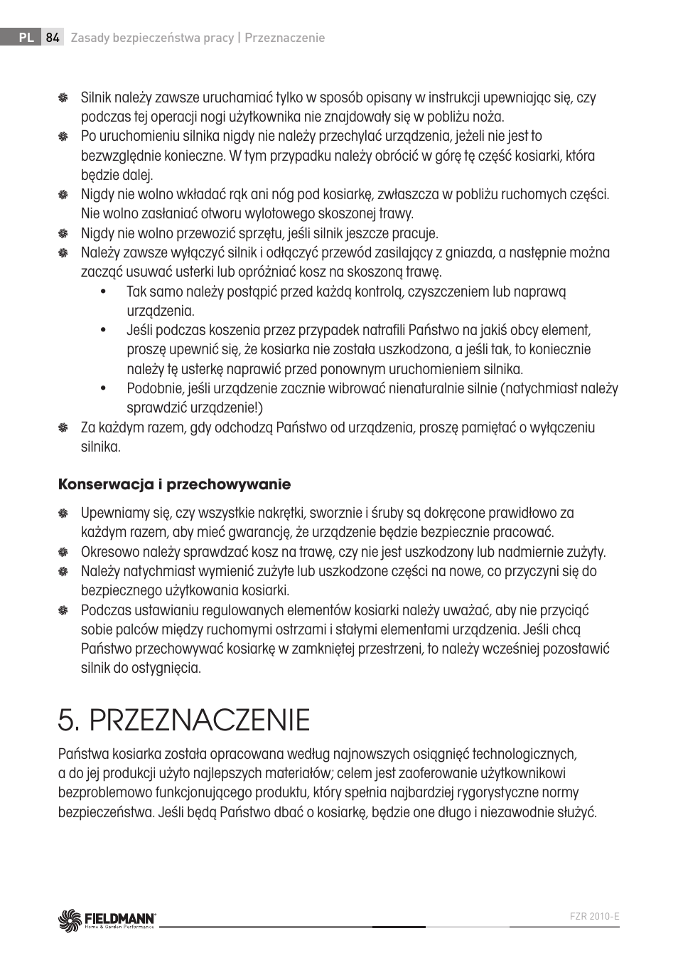 Przeznaczenie | Fieldmann FZR 2010-E User Manual | Page 84 / 116