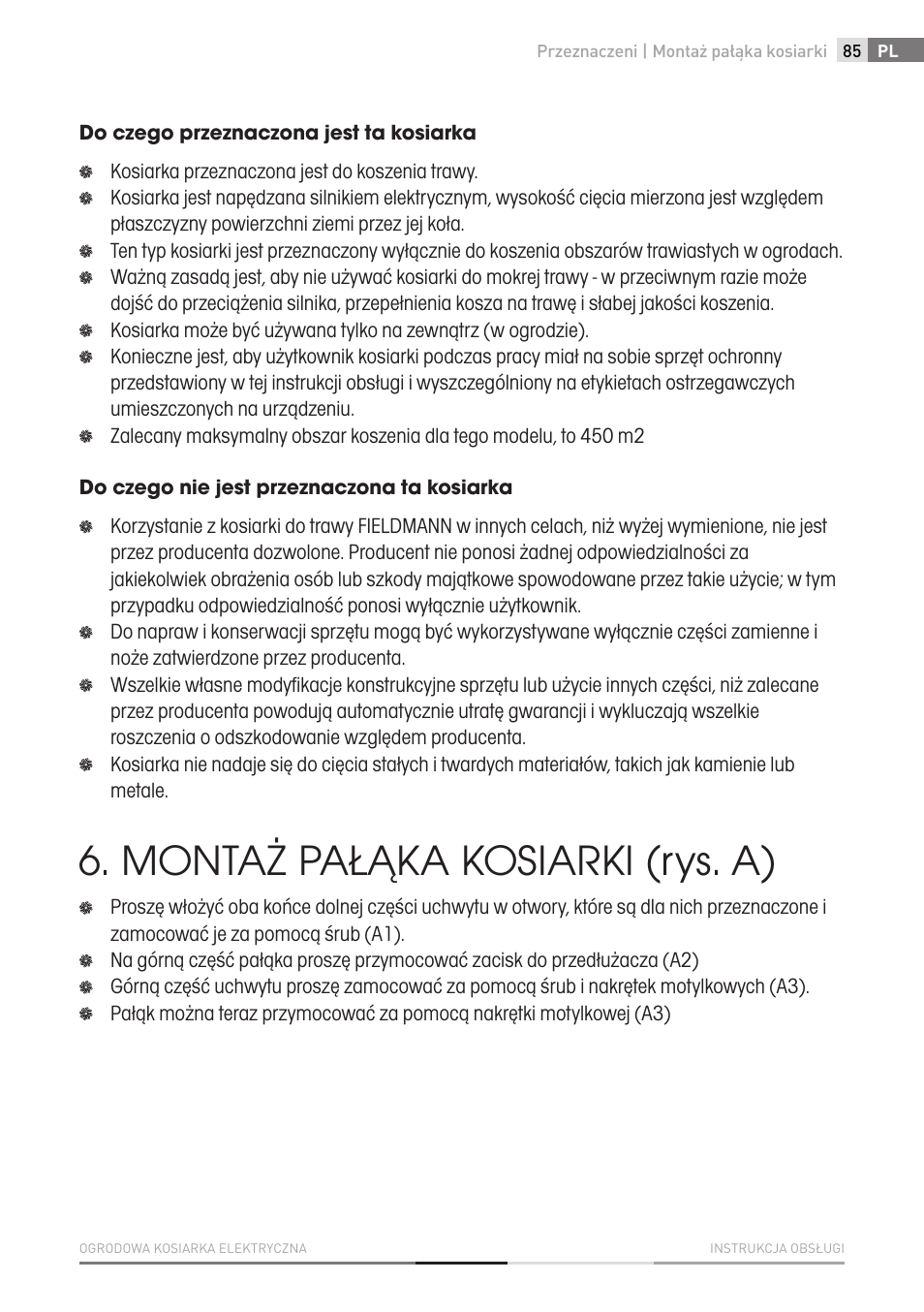 Montaż pałąka kosiarki (rys. a) | Fieldmann FZR 2010-E User Manual | Page 85 / 116