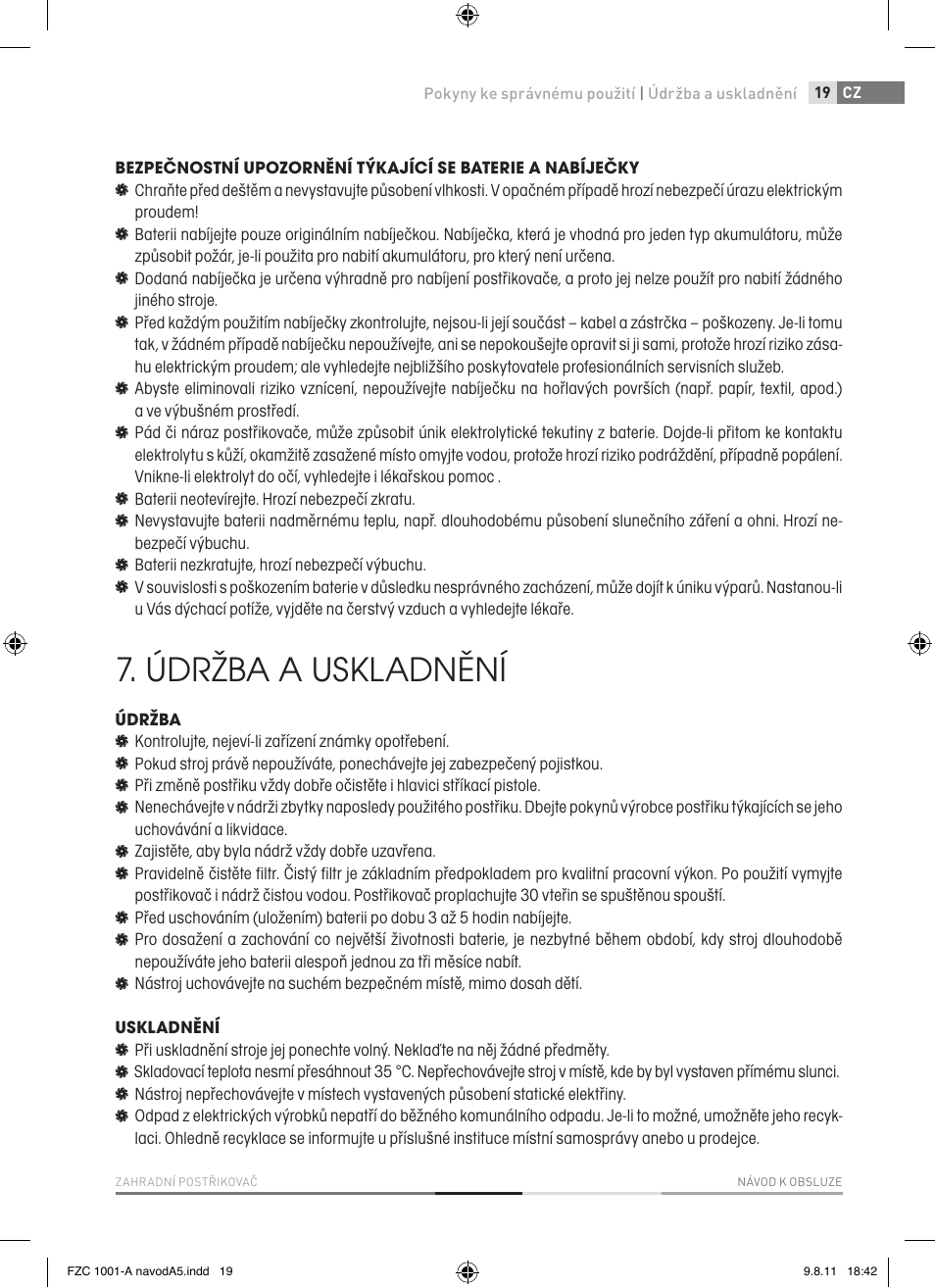 Údržba a uskladnění | Fieldmann FZC 1001-A User Manual | Page 19 / 64