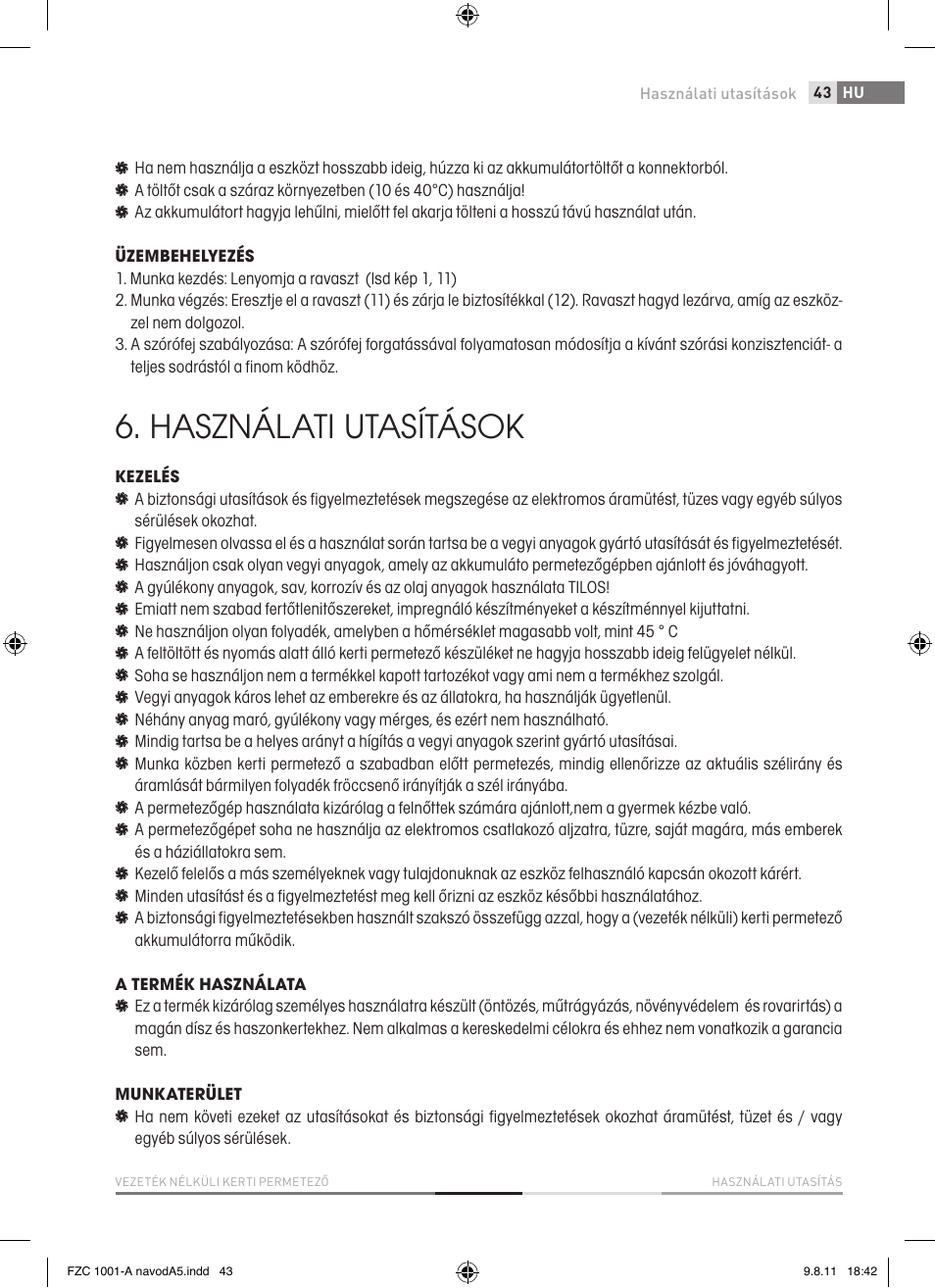 Használati utasítások | Fieldmann FZC 1001-A User Manual | Page 43 / 64