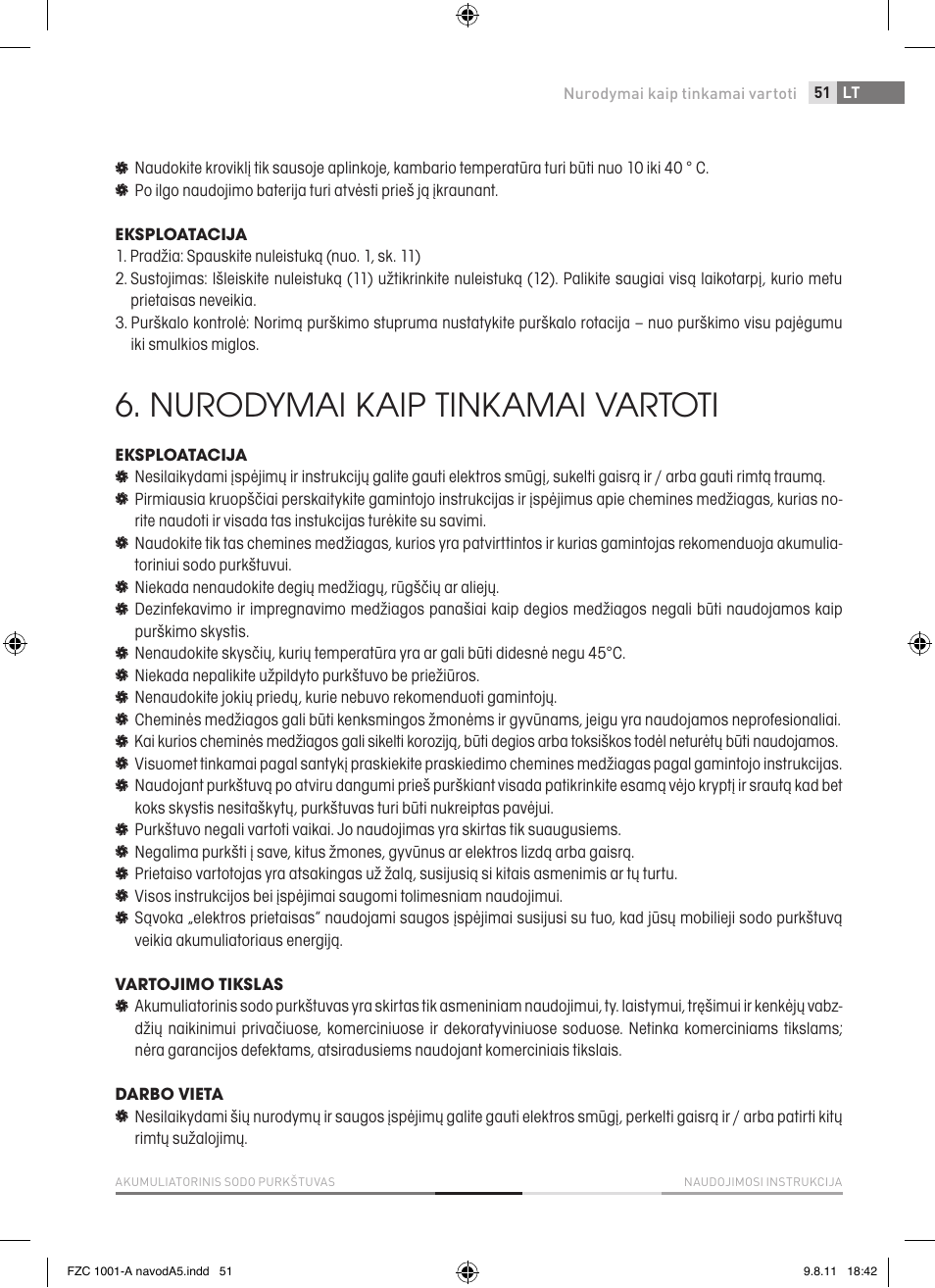 Nurodymai kaip tinkamai vartoti | Fieldmann FZC 1001-A User Manual | Page 51 / 64