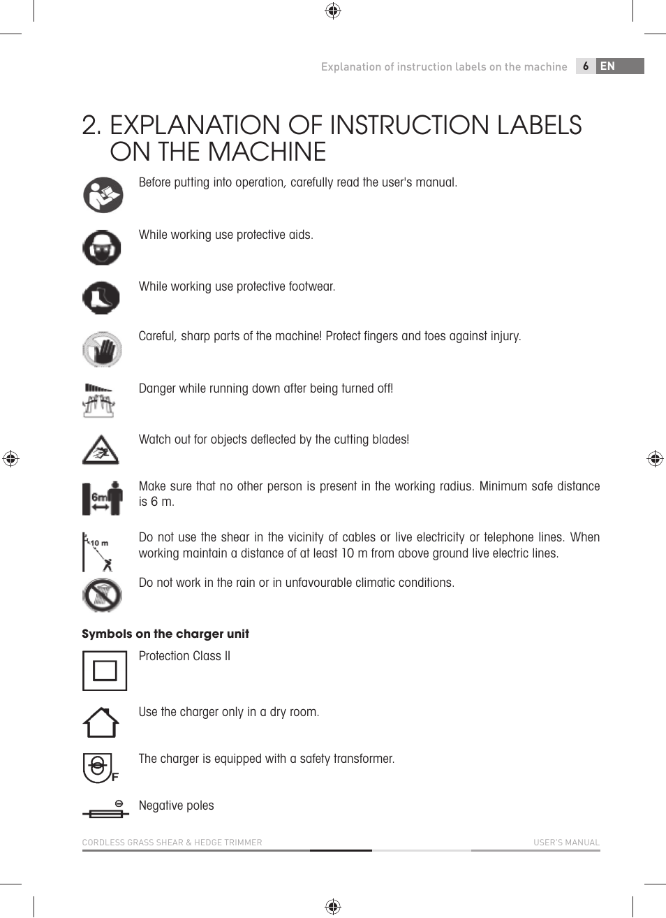 Explanation of instruction labels on the machine | Fieldmann FZN 4002-AT User Manual | Page 7 / 104