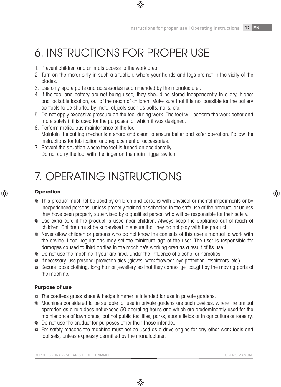 Instructions for proper use, Operating instructions | Fieldmann FZN 4001-A User Manual | Page 13 / 104