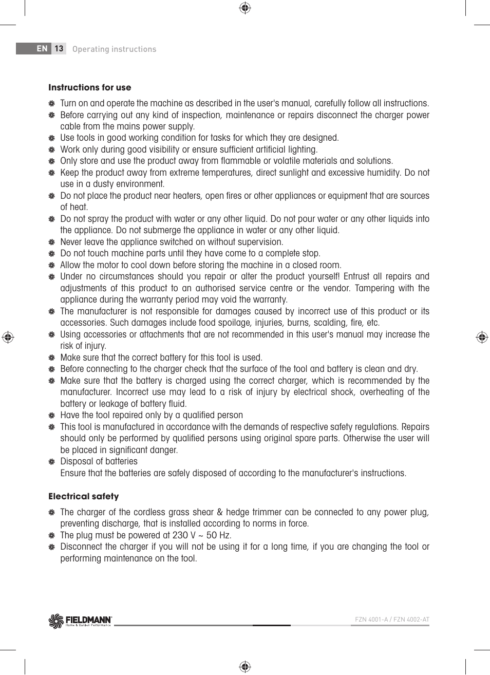 Fieldmann FZN 4001-A User Manual | Page 14 / 104