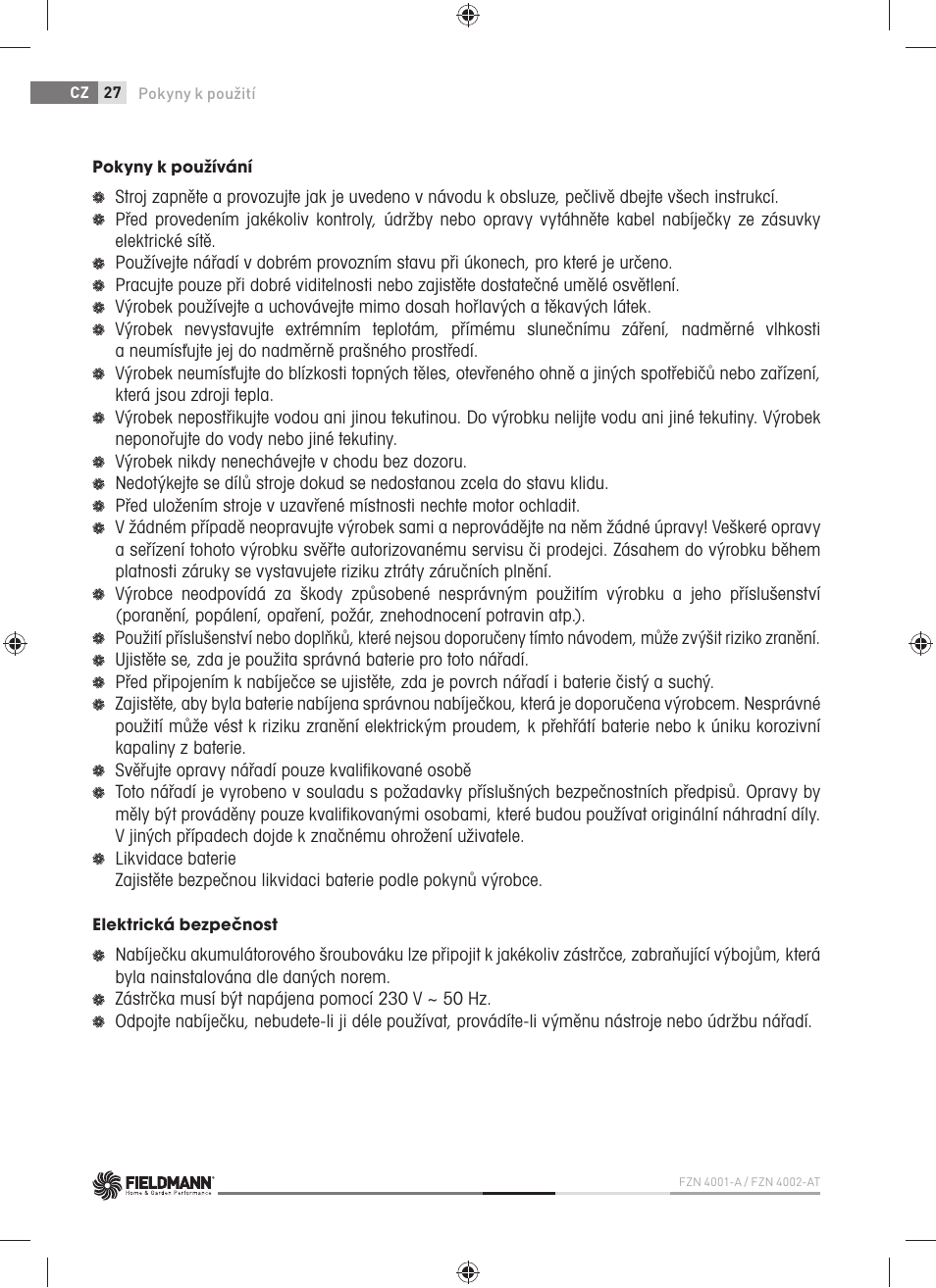 Fieldmann FZN 4001-A User Manual | Page 28 / 104