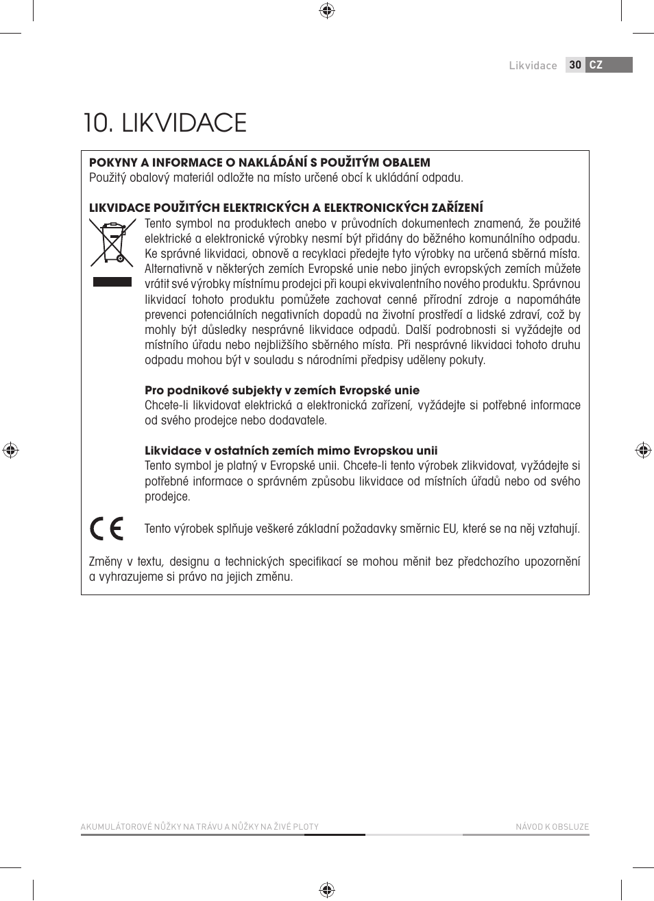 Likvidace | Fieldmann FZN 4001-A User Manual | Page 31 / 104