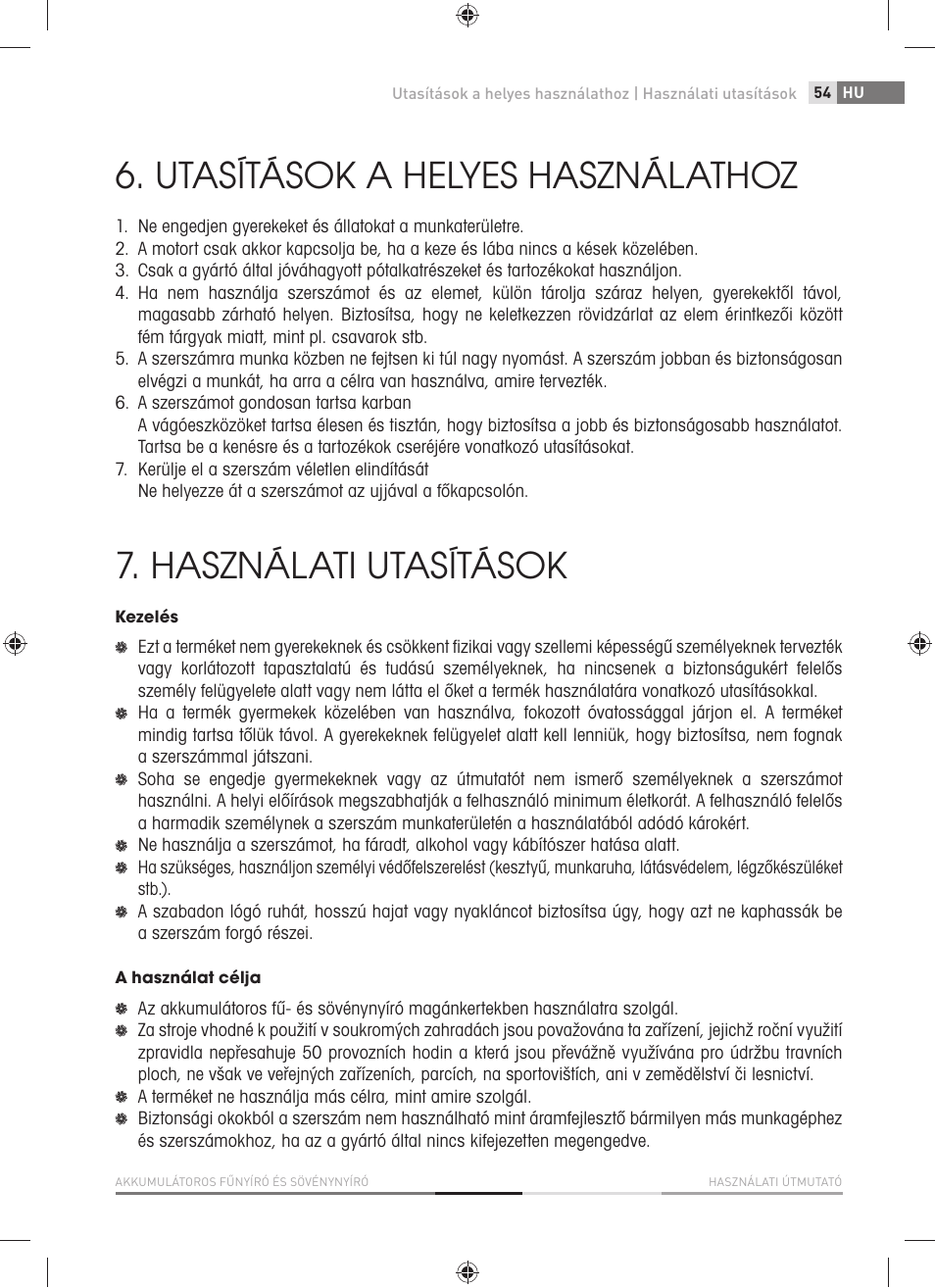 Utasítások a helyes használathoz, Használati utasítások | Fieldmann FZN 4001-A User Manual | Page 55 / 104