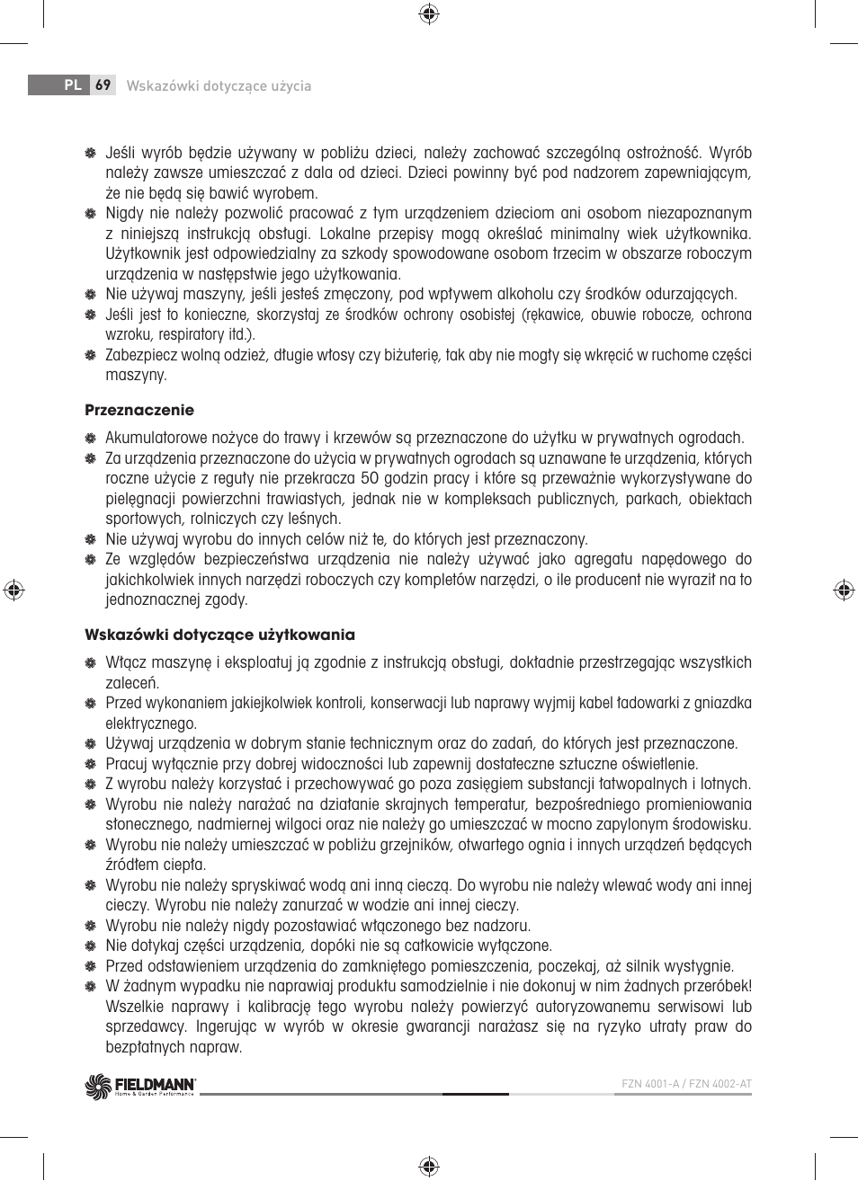 Fieldmann FZN 4001-A User Manual | Page 70 / 104