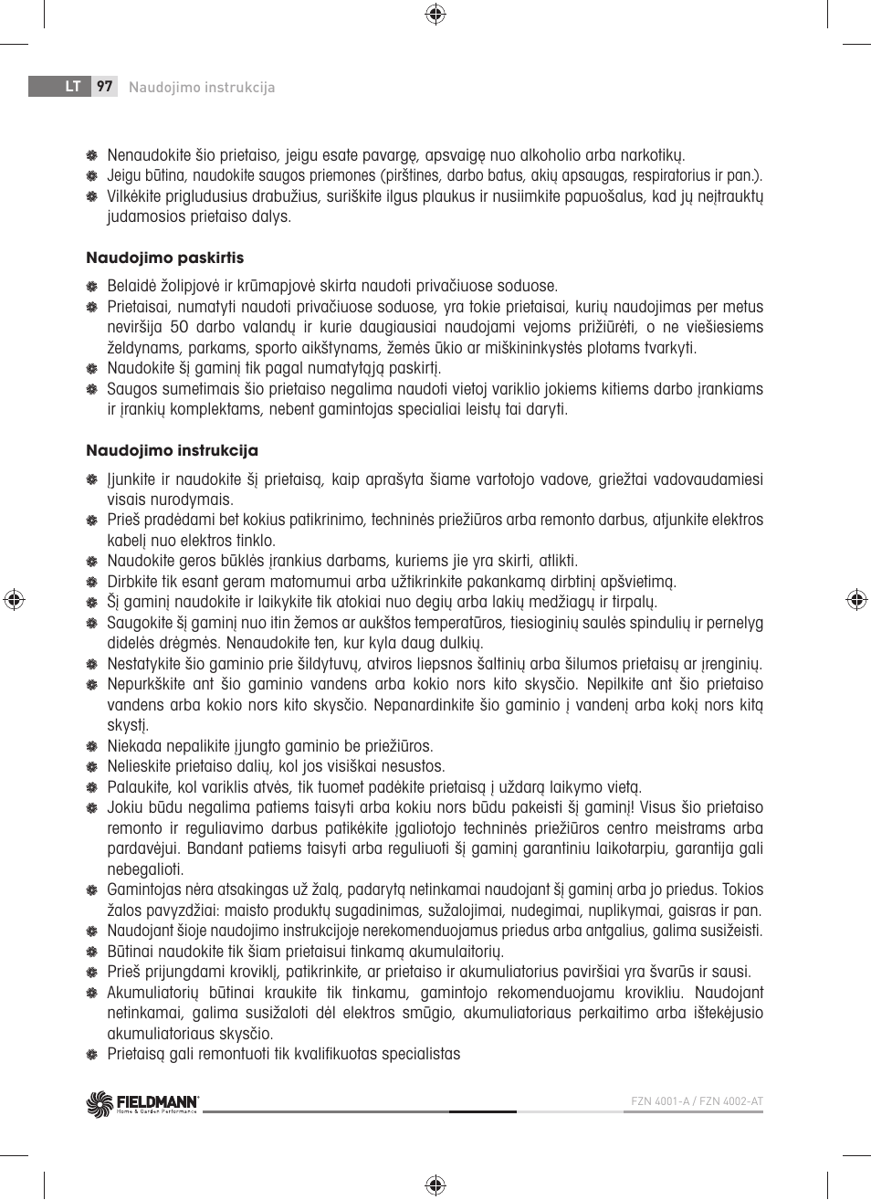 Fieldmann FZN 4001-A User Manual | Page 98 / 104