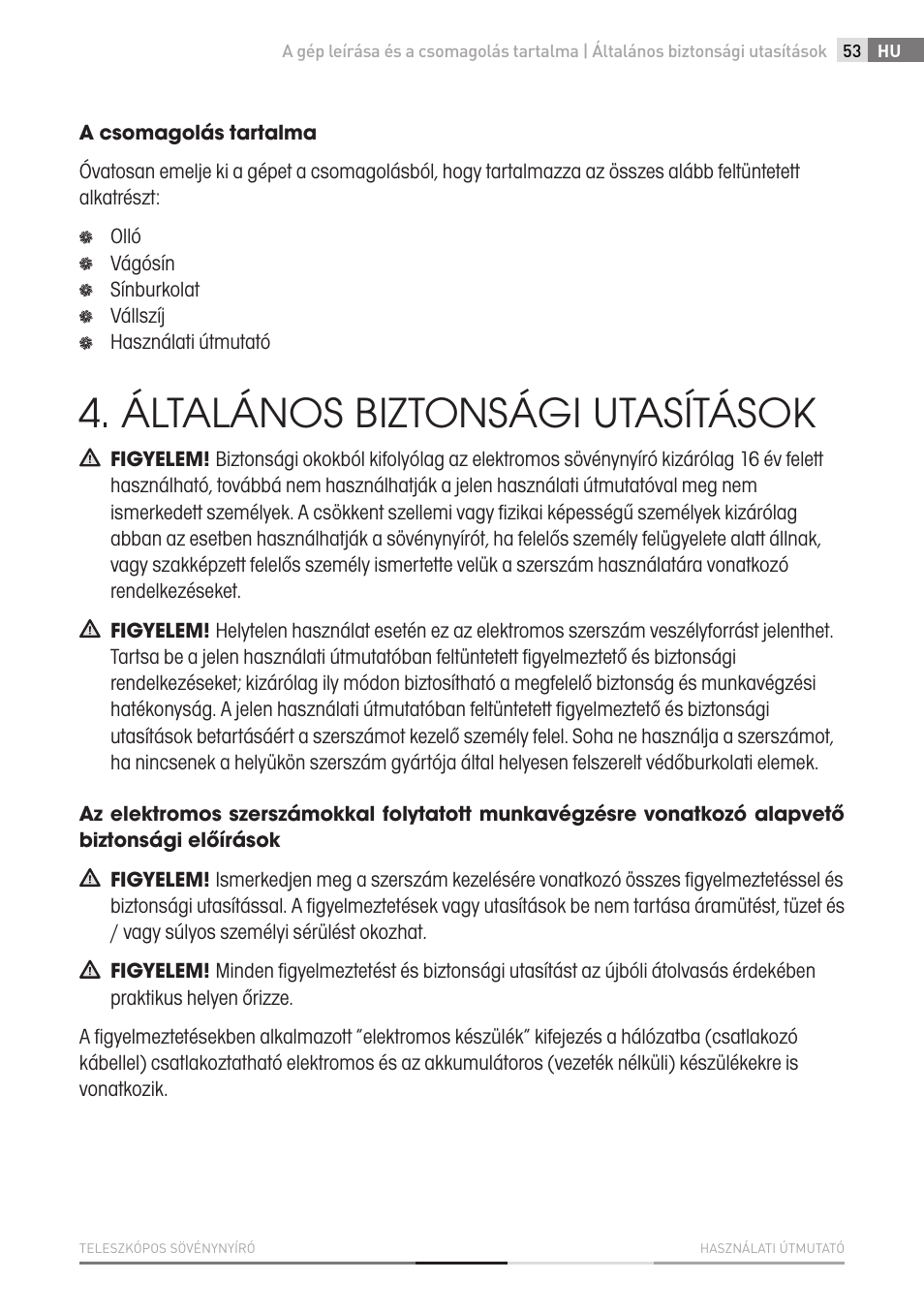 Általános biztonsági utasítások | Fieldmann FZN 6005-E User Manual | Page 53 / 80