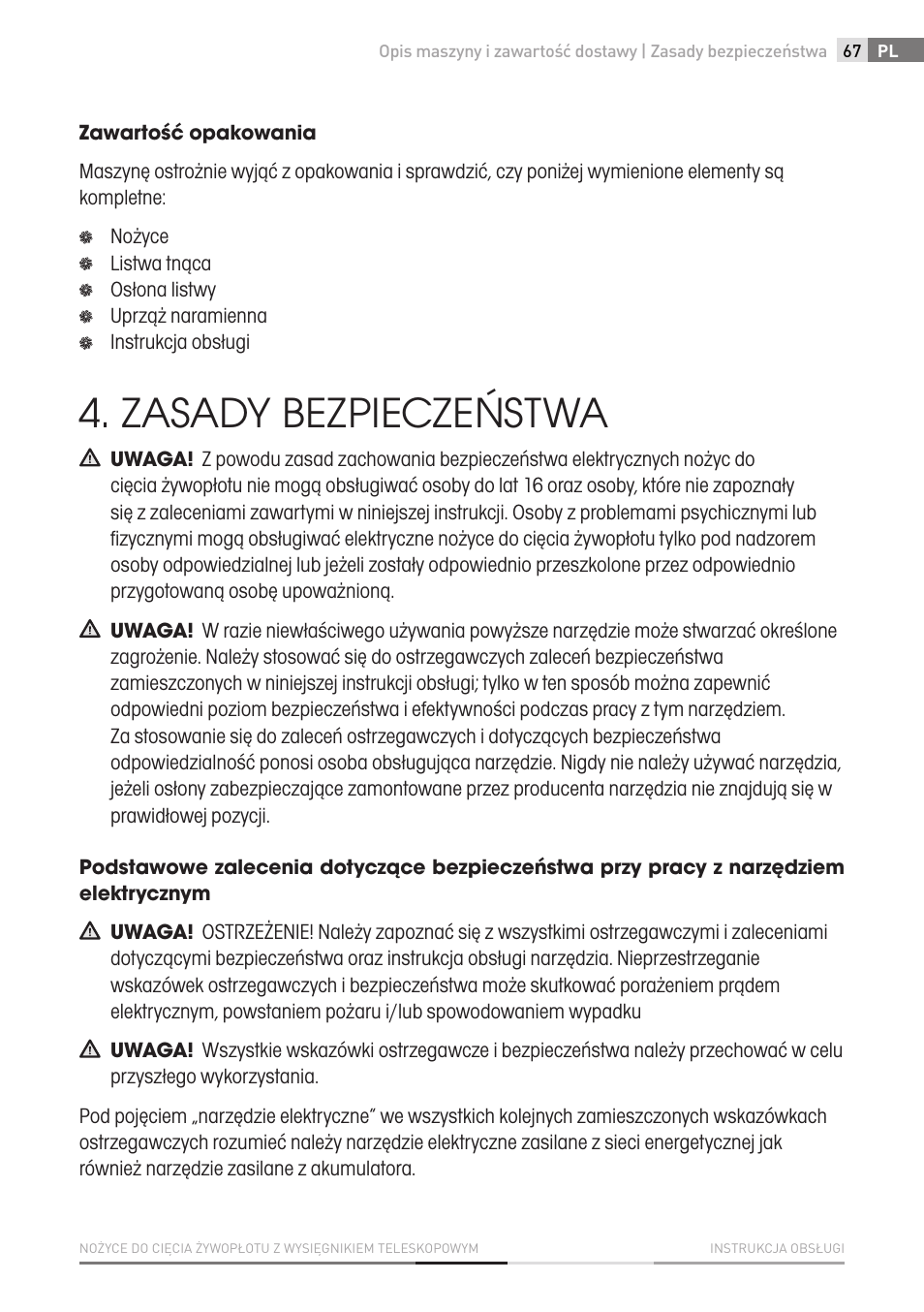 Zasady bezpieczeństwa | Fieldmann FZN 6005-E User Manual | Page 67 / 80