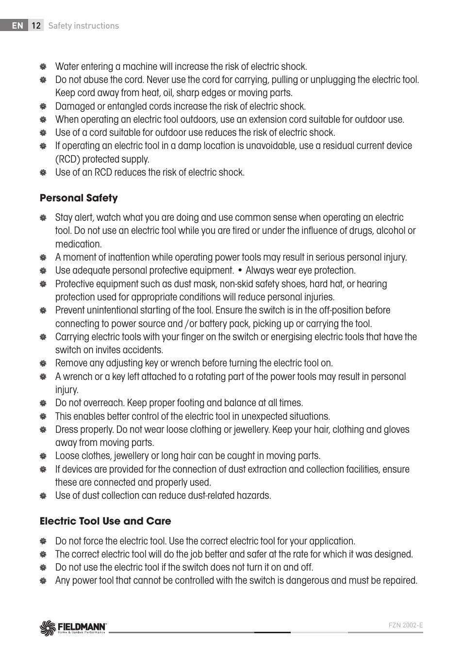 Fieldmann FZN 2002-E User Manual | Page 12 / 110