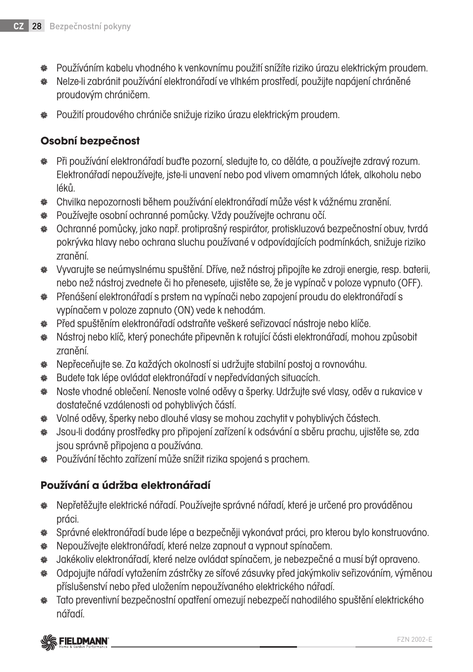 Fieldmann FZN 2002-E User Manual | Page 28 / 110