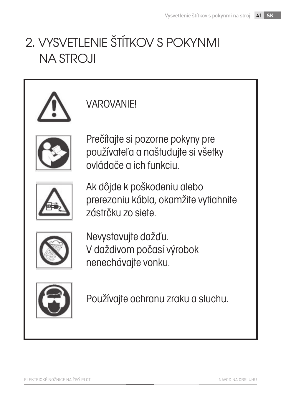 Vysvetlenie štítkov s pokynmi na stroji | Fieldmann FZN 2002-E User Manual | Page 41 / 110