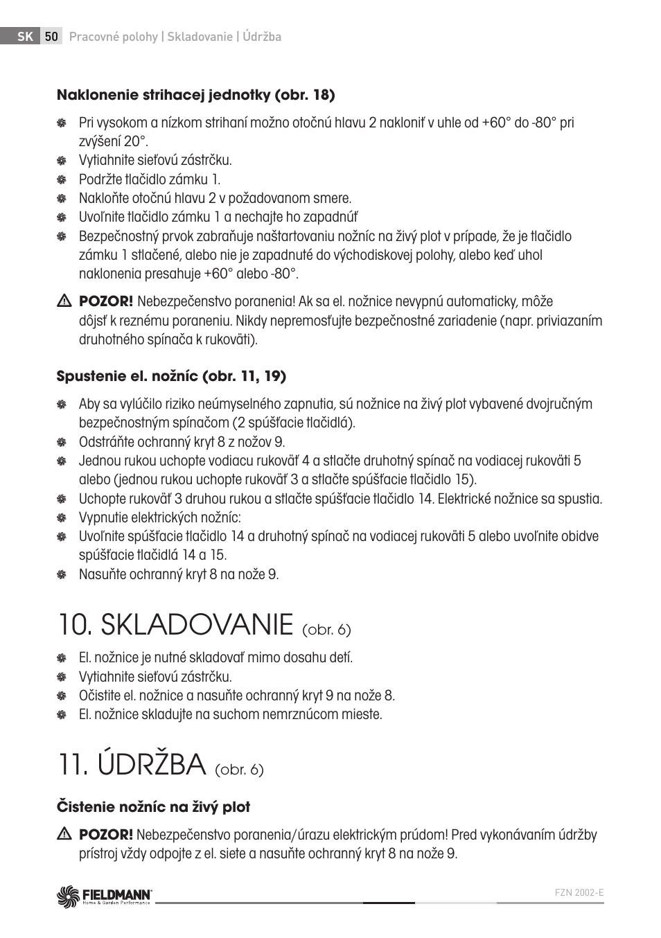 Skladovanie, Údržba | Fieldmann FZN 2002-E User Manual | Page 50 / 110