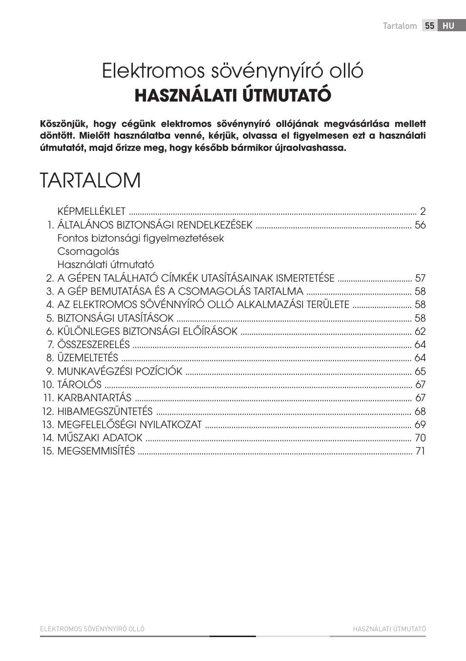 Elektromos sövénynyíró olló, Tartalom, Használati útmutató | Fieldmann FZN 2002-E User Manual | Page 55 / 110