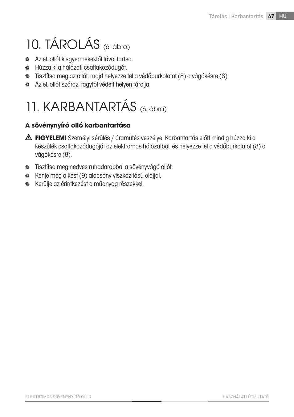 Tárolás, Karbantartás | Fieldmann FZN 2002-E User Manual | Page 67 / 110