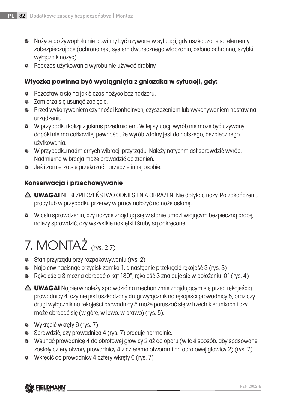 Montaż | Fieldmann FZN 2002-E User Manual | Page 82 / 110