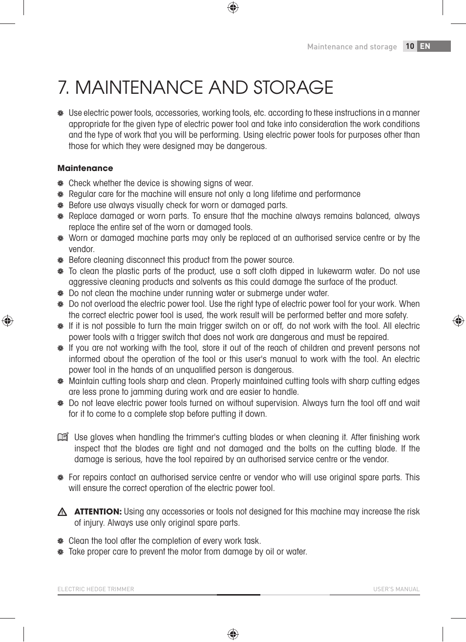 Maintenance and storage | Fieldmann FZN 2001-E User Manual | Page 11 / 92