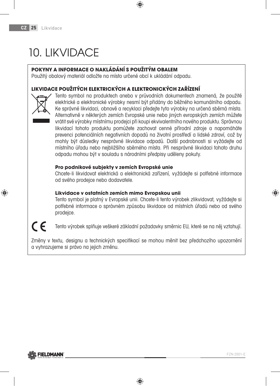 Likvidace | Fieldmann FZN 2001-E User Manual | Page 26 / 92