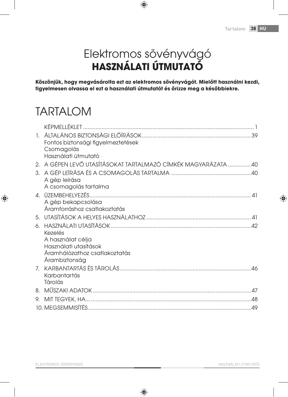 Elektromos sövényvágó, Tartalom, Használati útmutató | Fieldmann FZN 2001-E User Manual | Page 39 / 92